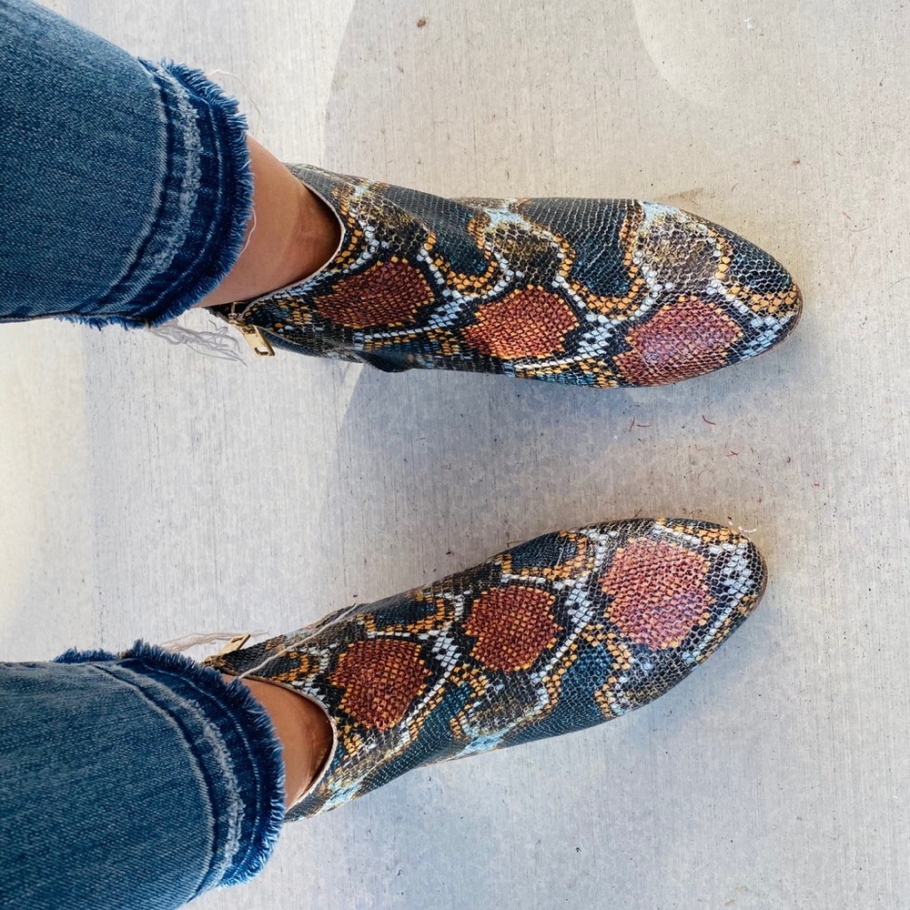 Parker Bootie, Python Print On Leather, Wood Heel - image 3